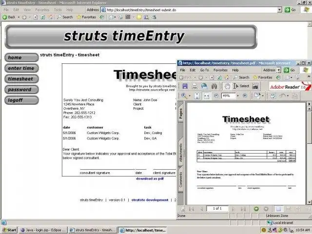 웹 도구 또는 웹 앱 Struts Time Entry 다운로드