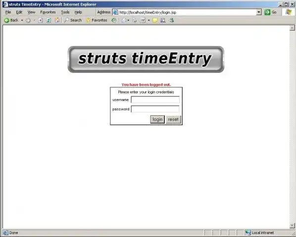 הורד כלי אינטרנט או אפליקציית אינטרנט Struts Time Entry