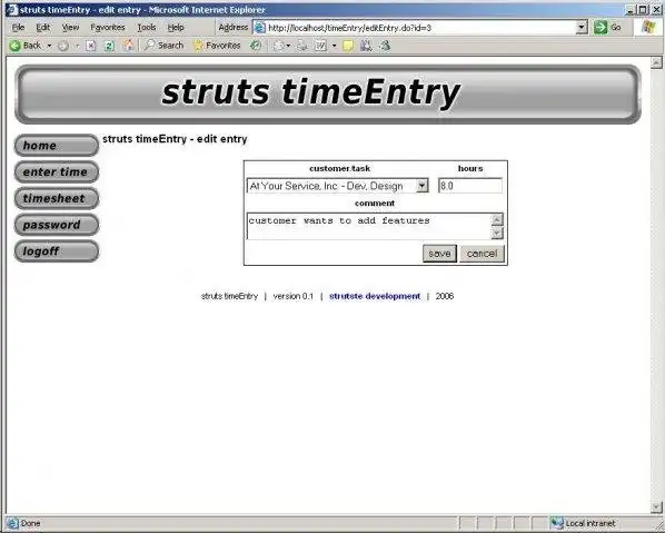 Unduh alat web atau aplikasi web Struts Time Entry