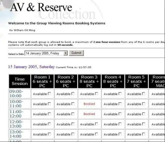 Descargue la herramienta web o la aplicación web Study Room Booking System