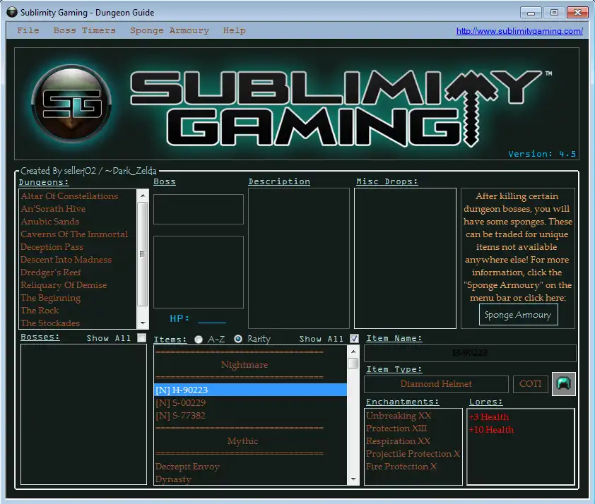 הורד כלי אינטרנט או אפליקציית אינטרנט Sublimity Gaming Dungeon Guide להפעלה בלינוקס באופן מקוון