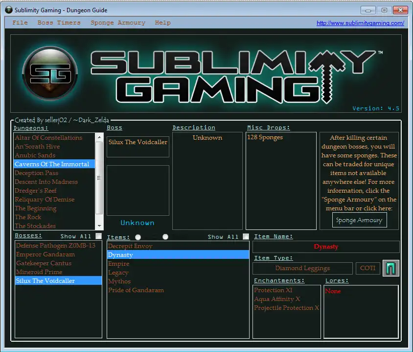 Download de webtool of webapp Sublimity Gaming Dungeon Guide om online onder Linux te draaien