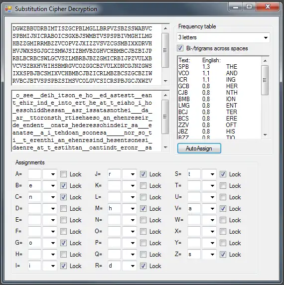 Download web tool or web app Substitution Cipher Decryption