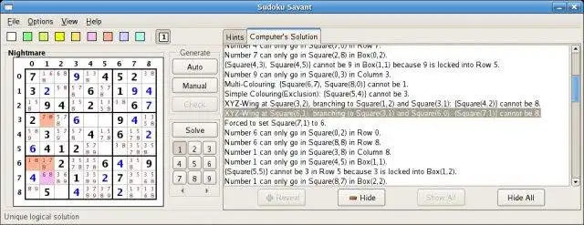 Pobierz narzędzie internetowe lub aplikację internetową Sudoku Savant, aby działać w systemie Linux online