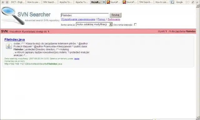 Web aracını veya web uygulamasını indirin SVN Arama
