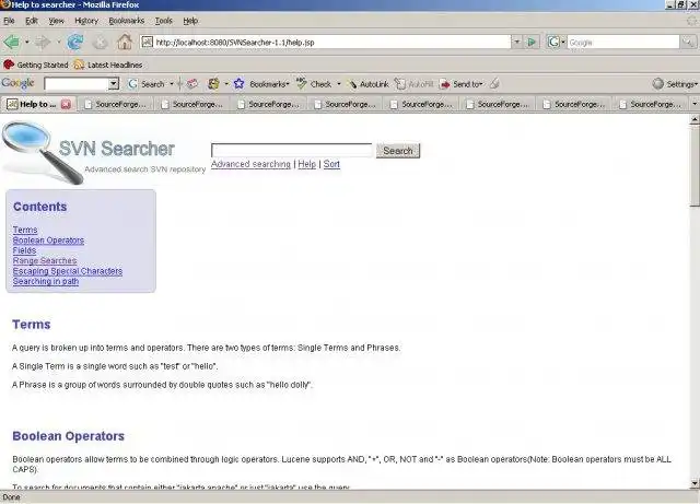 قم بتنزيل أداة الويب أو تطبيق الويب SVN Search