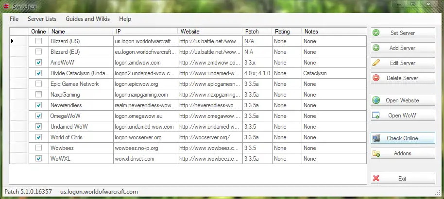 Descărcați instrumentul web sau aplicația web Switchex - WoW Realm Switcher pentru a rula în Windows online pe Linux online