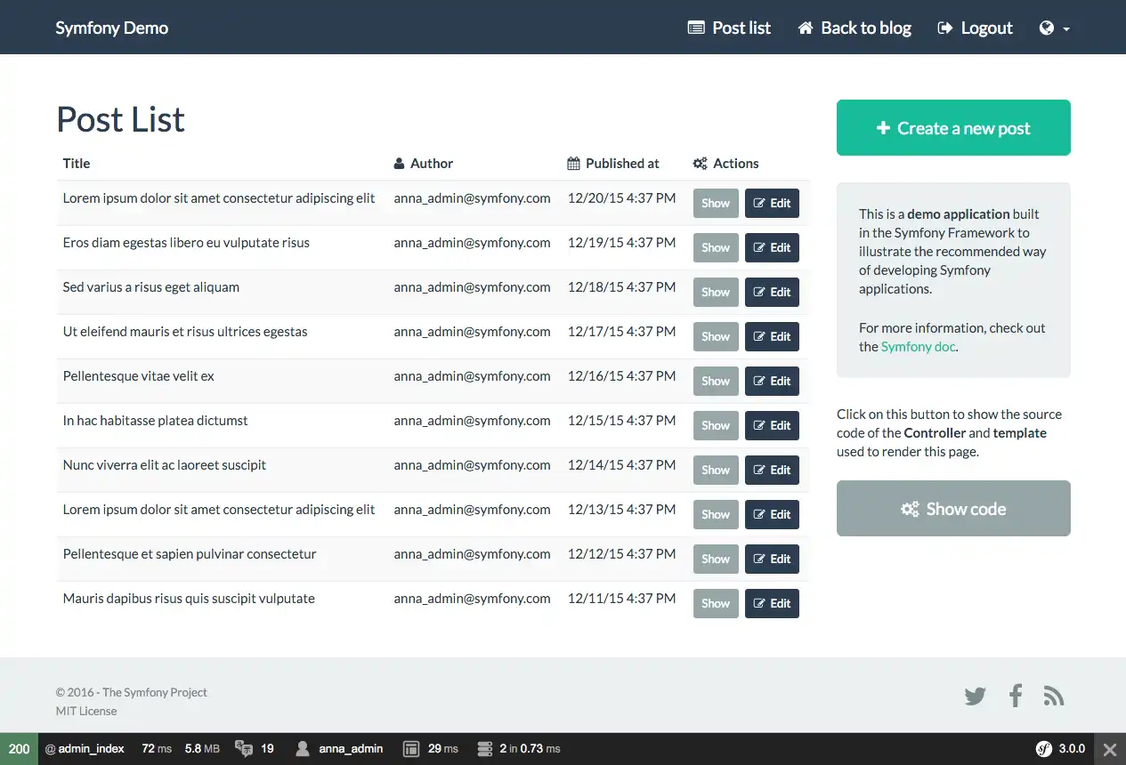 Muat turun alat web atau aplikasi web Symfony