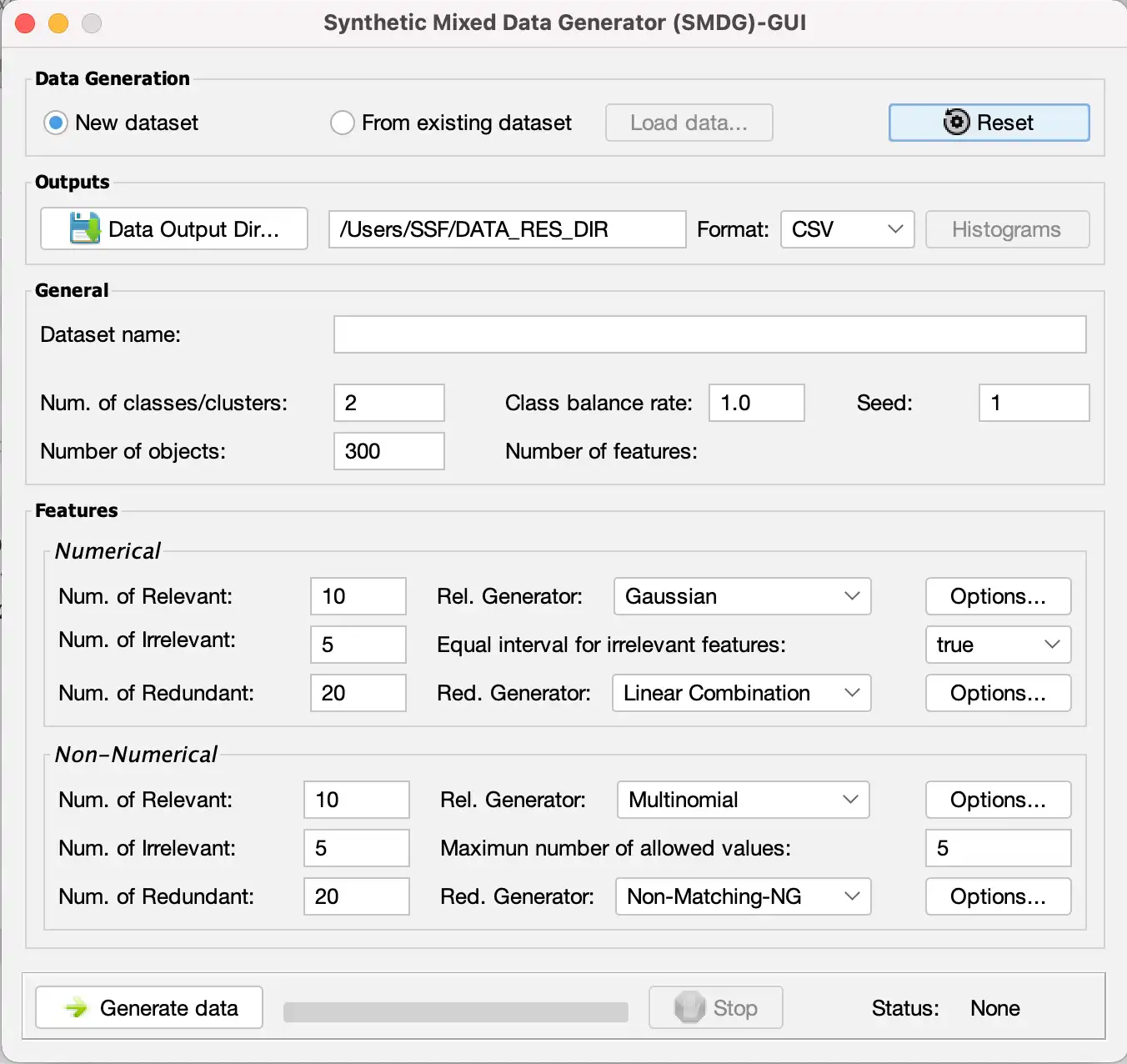 Download web tool or web app Synthetic Mixed Data Generator