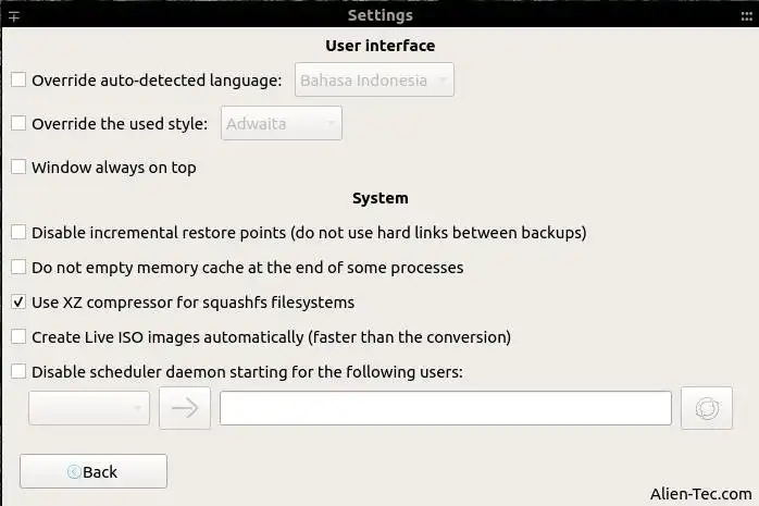 Muat turun alat web atau aplikasi web Systemback 2