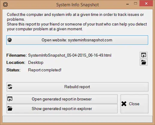 Download web tool or web app SystemInfoSnapshot