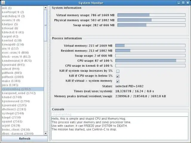Download web tool or web app System monitor for Java