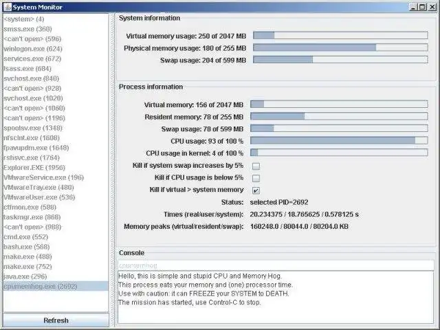 Descargue la herramienta web o la aplicación web System Monitor para Java