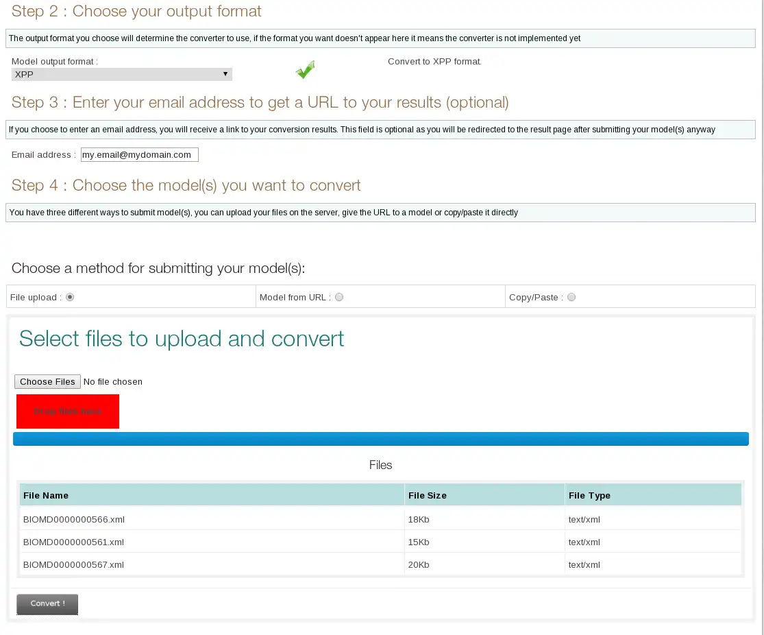 Unduh alat web atau aplikasi web Sistem Biologi Format Converter