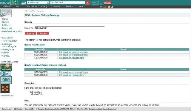 ดาวน์โหลดเครื่องมือเว็บหรือเว็บแอป Systems Biology Ontology เพื่อทำงานใน Linux ออนไลน์