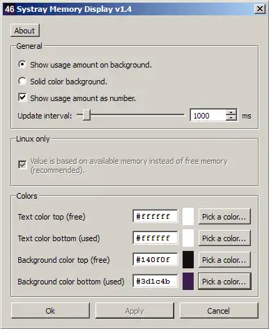 Download web tool or web app Systray Memory Display