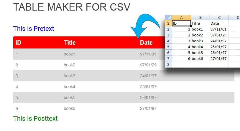 Tải xuống công cụ web hoặc ứng dụng web Table Maker cho CSV