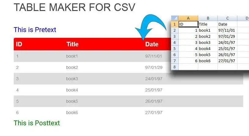 قم بتنزيل أداة الويب أو تطبيق الويب Table Maker لملف CSV