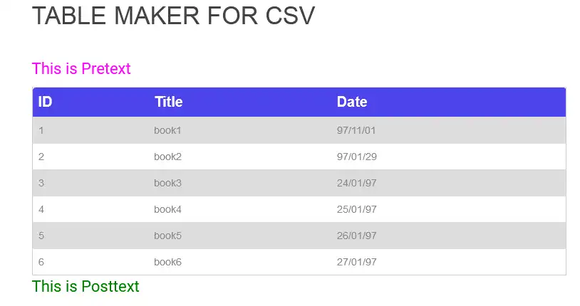 Download web tool or web app Table Maker for CSV