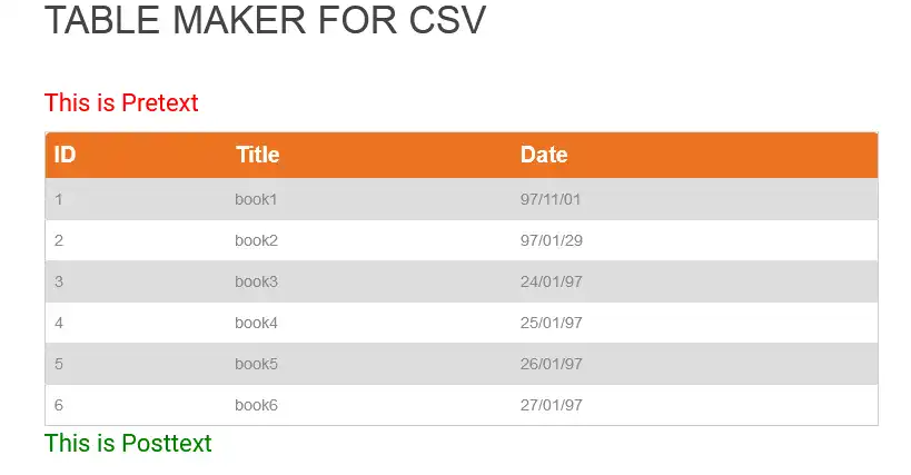 הורד כלי אינטרנט או אפליקציית אינטרנט Table Maker עבור CSV