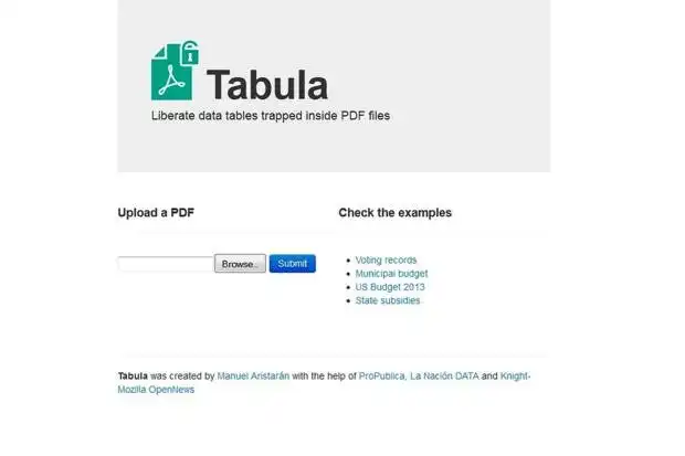 Download web tool or web app Tabula