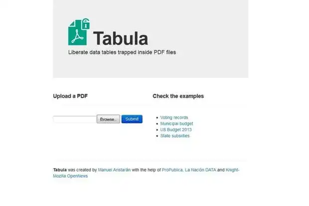 Download webtool of webapp Tabula