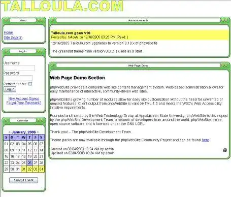 Download web tool or web app Talloula.com phpwebsite Themes  Mods to run in Linux online