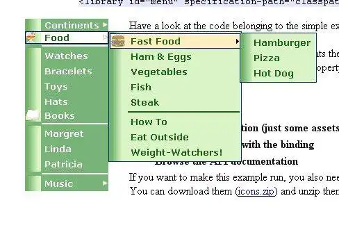 قم بتنزيل أداة الويب أو تطبيق الويب Tapestry JSCookMenu