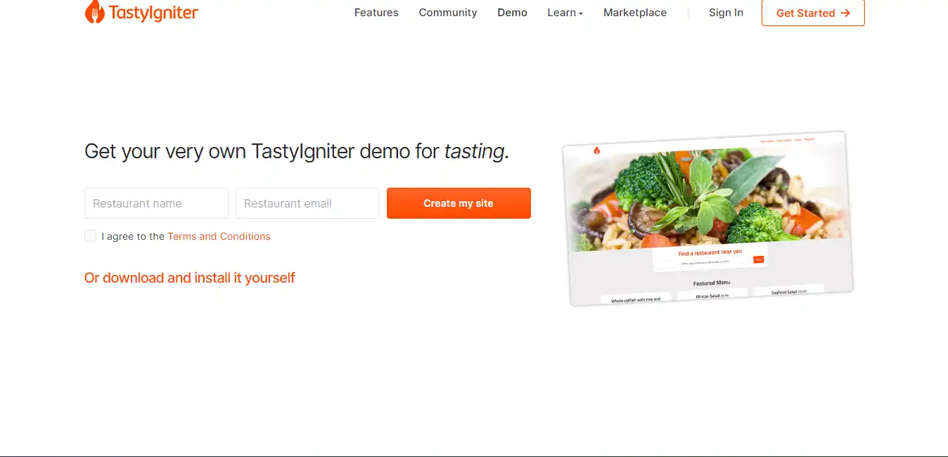 Download web tool or web app TastyIgniter