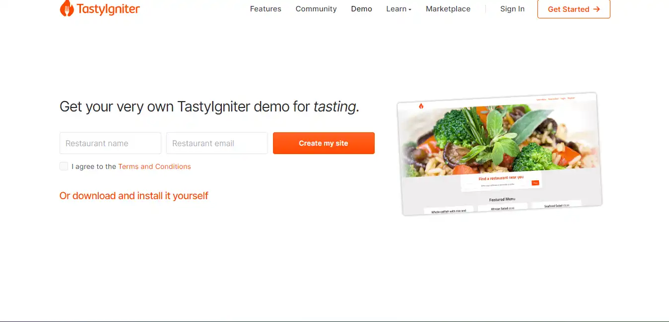 Unduh alat web atau aplikasi web TastyIgniter