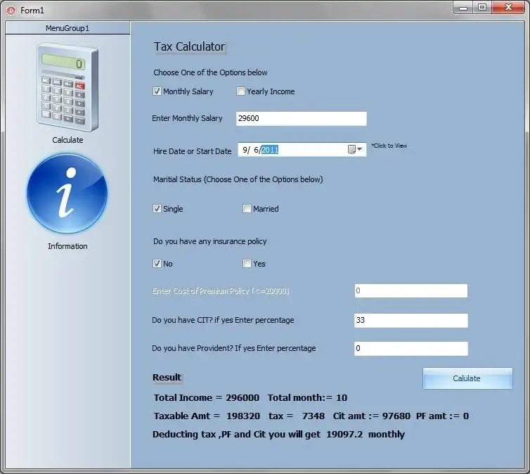 Download web tool or web app Tax Calulator