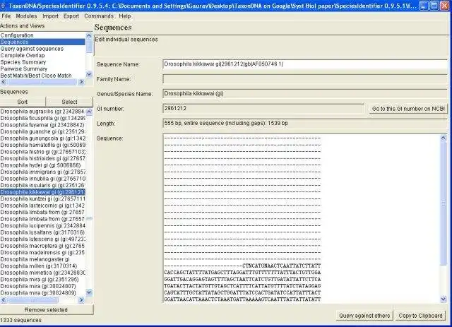 Unduh alat web atau aplikasi web TaxonDNA