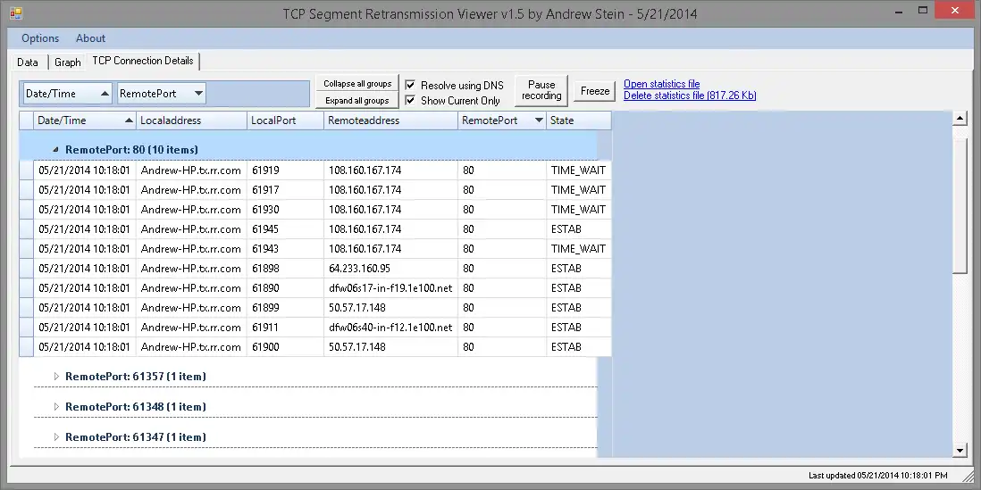 قم بتنزيل أداة الويب أو تطبيق الويب TCP Segment Retransmission Viewer