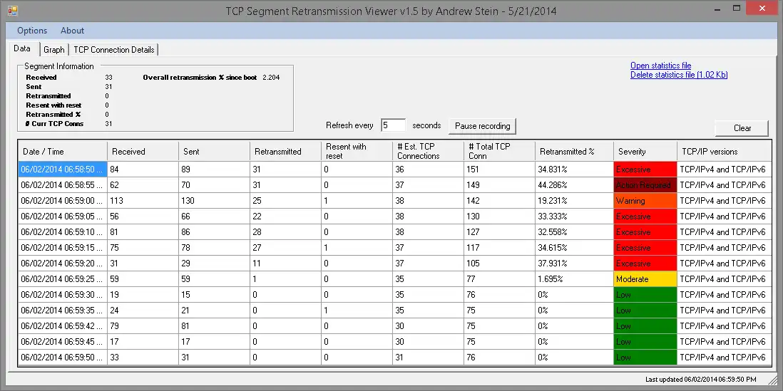 Laden Sie das Web-Tool oder die Web-App TCP Segment Retransmission Viewer herunter