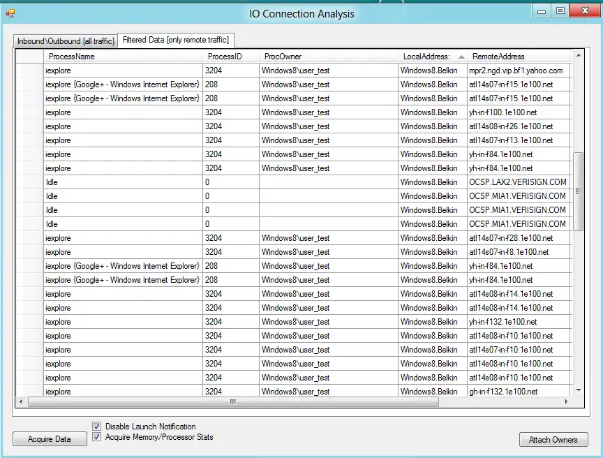 Download web tool or web app TCP/UDP footprint analysis