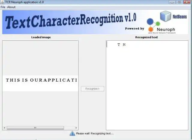 Download web tool or web app TCR Neuroph -Text Character Recognition to run in Linux online