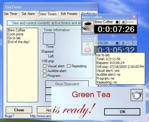 Windows 用 Web ツールまたは Web アプリ Tea Timer をダウンロード