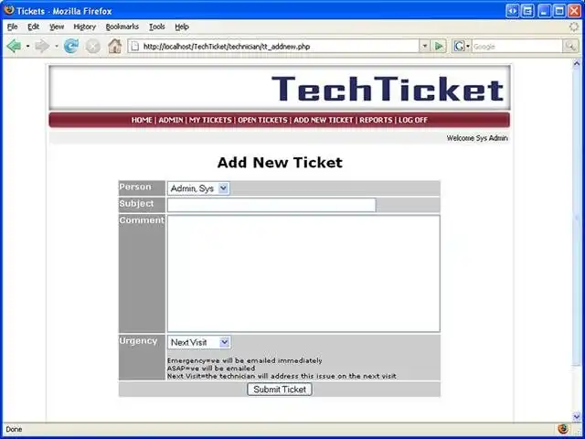 Загрузите веб-инструмент или веб-приложение Tech Tickets