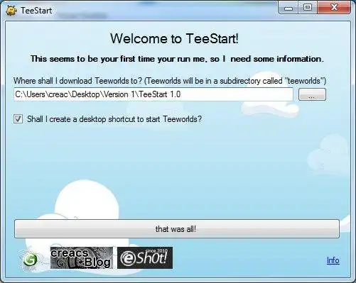 Unduh alat web atau aplikasi web TeeStart untuk dijalankan di Windows online melalui Linux online
