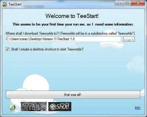 Download web tool or web app TeeStart to run in Windows online over Linux online