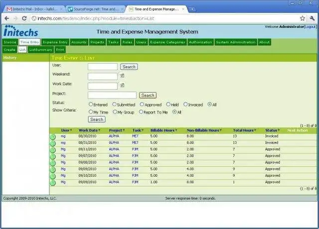 ดาวน์โหลดเครื่องมือเว็บหรือเว็บแอป TEMS -Time and Expense Management System