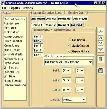 下载网络工具或网络应用程序 Tennis Ladder Administrator