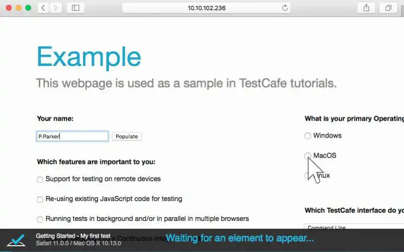 Завантажте веб-інструмент або веб-додаток TestCafe