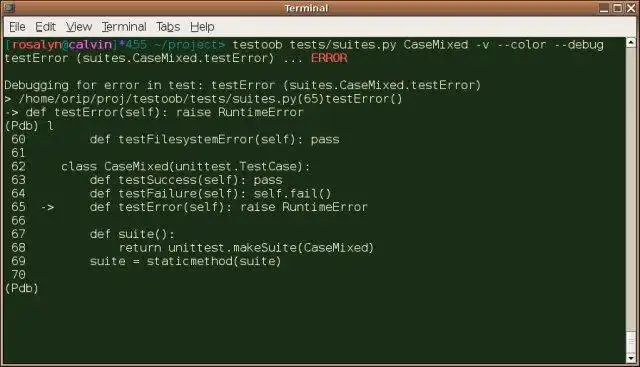 I-download ang web tool o web app Testoob: Python Testing Out Of (the) Box