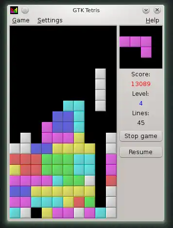 ดาวน์โหลดเครื่องมือเว็บหรือเว็บแอป tetris-gtk เพื่อทำงานใน Linux ออนไลน์