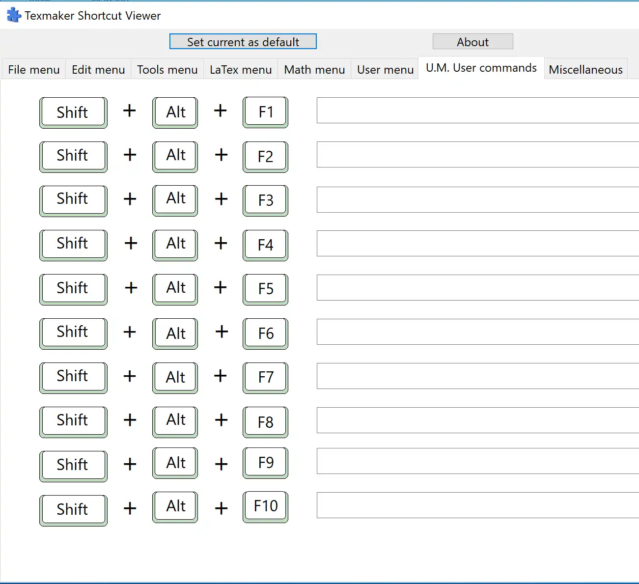 Descărcați instrumentul web sau aplicația web Texmaker Shortcut Viewer