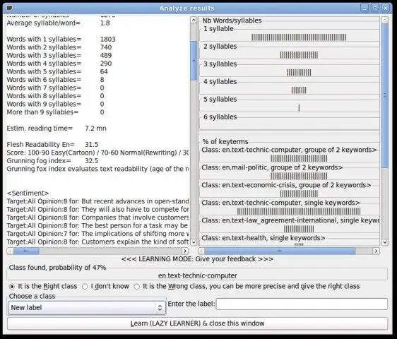 Baixe a ferramenta da web ou o aplicativo da web Text Analyzer Classifier Summarizer para executar no Linux online