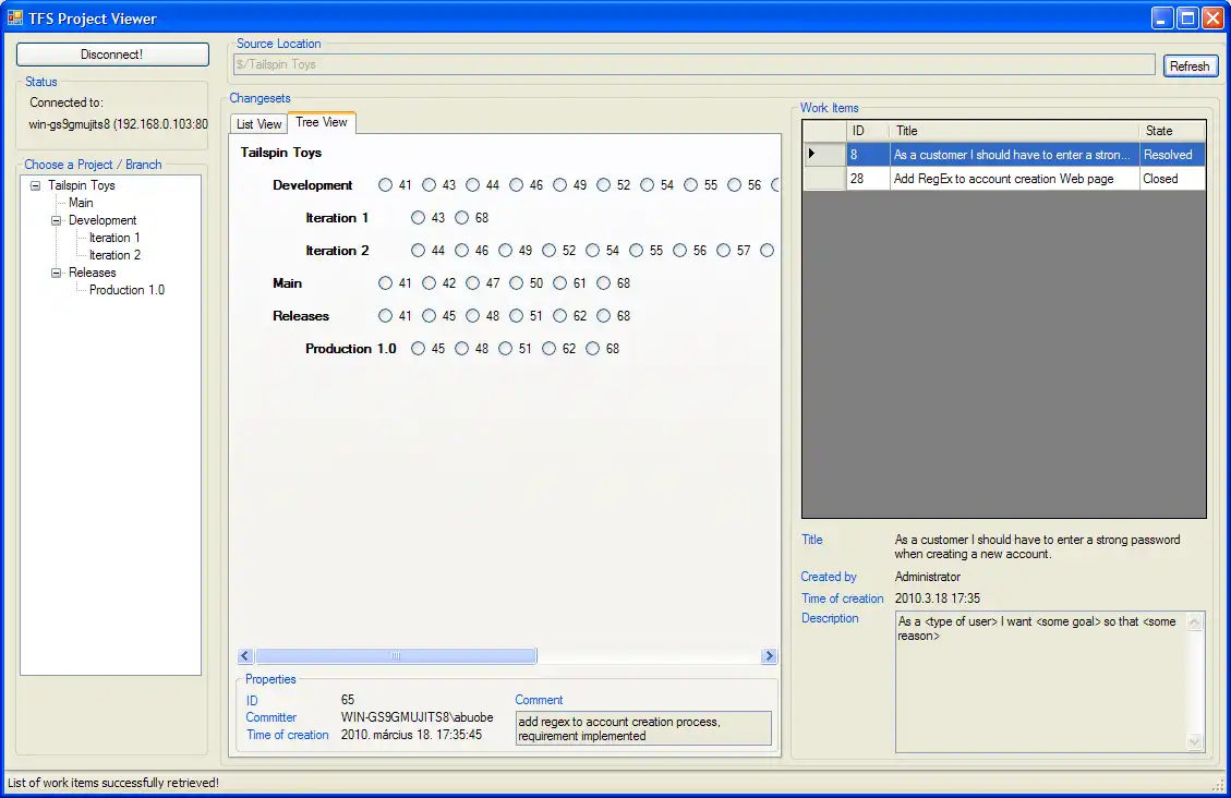Download web tool or web app TFS Project Viewer