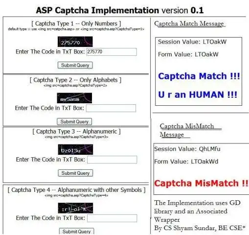 Загрузите веб-инструмент или веб-приложение Проект ASP CAPTCHA