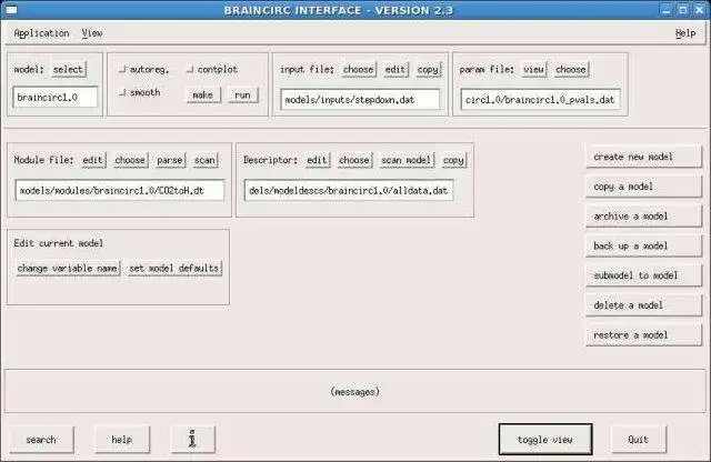 웹 도구 또는 웹 앱 다운로드 온라인 Linux에서 실행할 Braincirc 모델링 환경